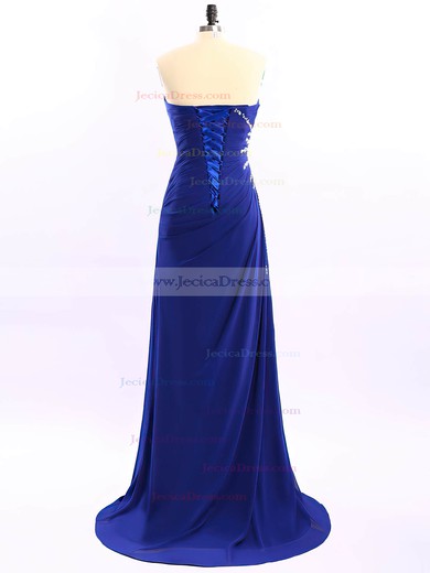 Sheath/Column Sweetheart Chiffon with Beading Good Royal Blue Prom Dresses #JCD020101661