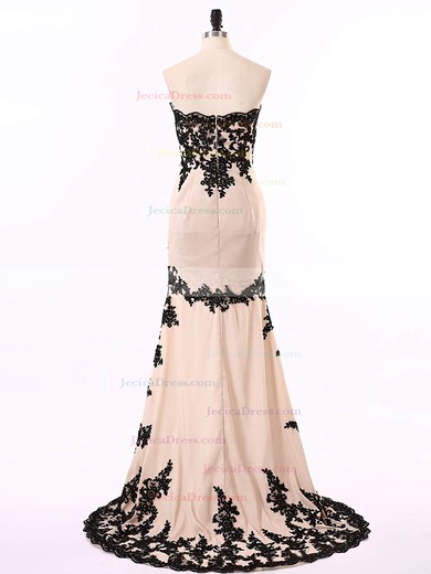 Sheath/Column Asymmetrical Chiffon Appliques Lace Unique High Low Prom Dress #JCD020101688