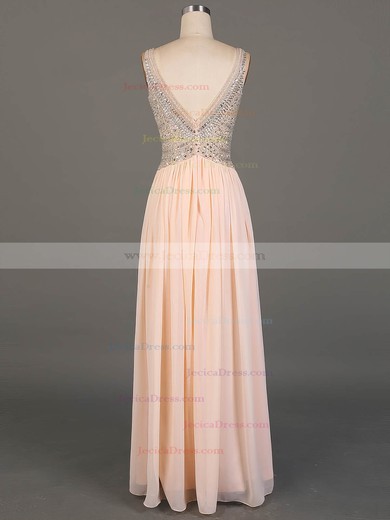 Wholesale V-neck Chiffon Beading A-line Prom Dress #JCD020101819