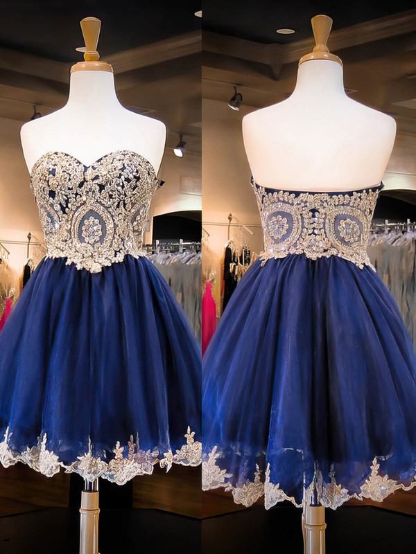Affordable Sweetheart Organza with Beading Short/Mini Prom Dresses