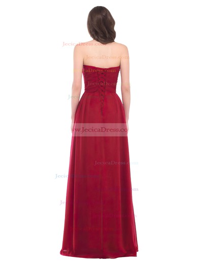 Sweetheart Floor-length Chiffon Appliques Lace Burgundy Simple Prom Dresses #JCD020102043
