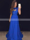 Daffodil Scoop Neck Chiffon Appliques Lace Boutique Long Prom Dresses #JCD020102057