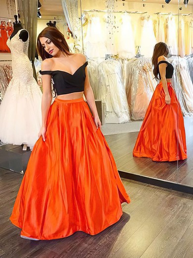 Princess Multi Colours Taffeta Ruffles Off-the-shoulder Two Piece Prom Dress #JCD020102067