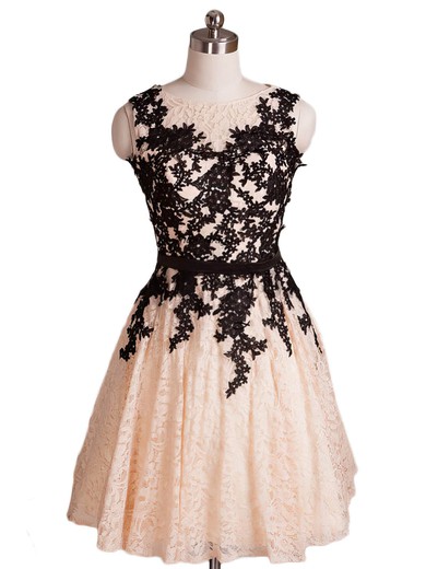Boutique Scoop Neck Lace Appliques Lace Short/Mini Prom Dresses #JCD020102146