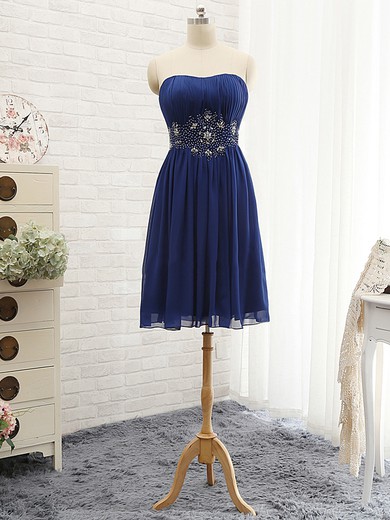 Strapless Chiffon Beading Original Short/Mini Royal Blue Prom Dresses #JCD020102147