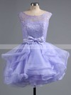 Fashion Scoop Neck Lace Tulle with Bow Short/Mini Prom Dress #JCD020102158