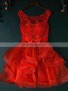 Fashion Scoop Neck Lace Tulle with Bow Short/Mini Prom Dress #JCD020102158