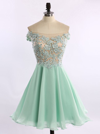 Short/Mini Chiffon Tulle Appliques Lace Discount Off-the-shoulder Prom Dresses #JCD020102178