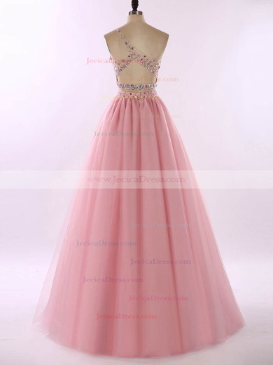 Popular One Shoulder Princess Tulle Crystal Detailing Two Piece Prom Dresses #JCD020102190