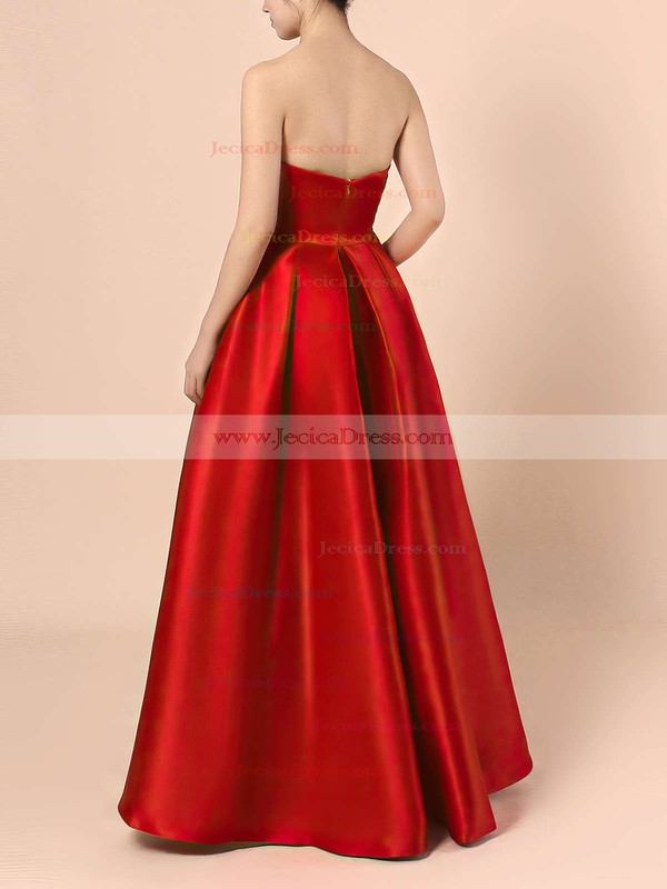 Asymmetrical Princess Red Ruffles Satin Hot Prom Dresses #JCD020102193