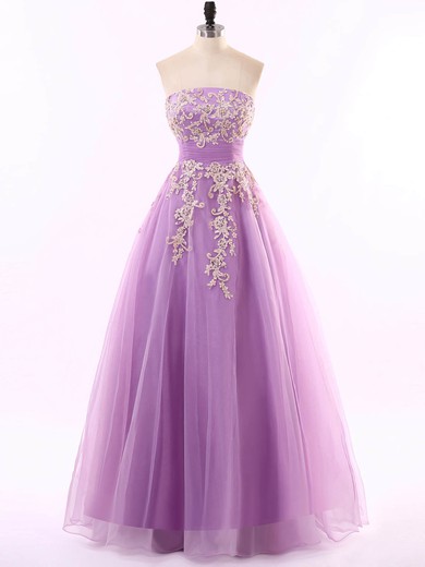 Gorgeous Tulle Appliques Lace Princess Strapless Prom Dress #JCD020102210