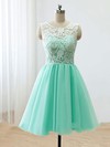Short/Mini Scoop Neck Tulle with Lace Covered Buttons Junior Prom Dress #JCD020102213