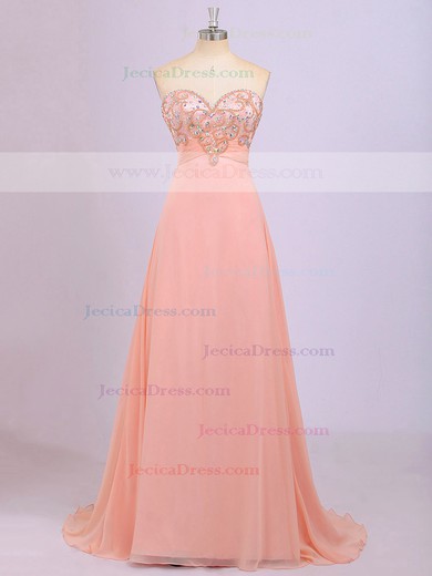 Sweetheart Chiffon with Beading Beautiful Sweep Train Prom Dress #JCD020102220