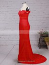 Hot Sheath/Column Silk-like Satin Ruffles Red Off-the-shoulder Prom Dress #JCD020102332