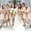 V-neck Elegant Lace Sashes / Ribbons Short/Mini Sheath/Column Bridesmaid Dresses #JCD01012752