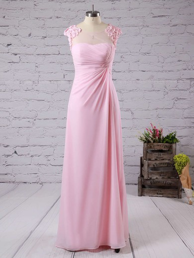 Scoop Neck Perfect Chiffon with Appliques Lace A-line Bridesmaid Dresses #JCD01012757