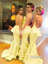 Silk-like Satin Sweep Train Ruffles Discount Backless Trumpet/Mermaid Bridesmaid Dress #JCD01012785