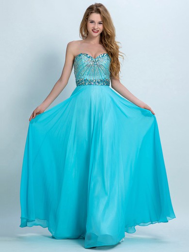 Sweetheart Chiffon Crystal Detailing Floor-length Nice Prom Dresses #JCD020102281