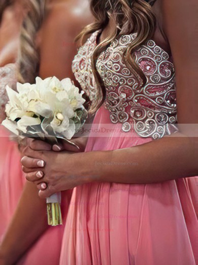 Empire Pink Chiffon Beading Sweetheart Short/Mini Bridesmaid Dresses #JCD01012801