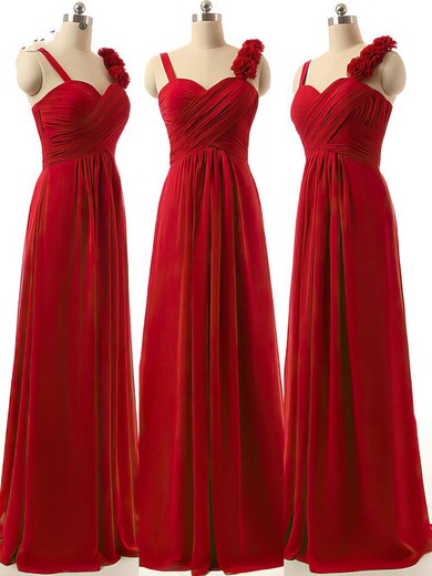 Discounted A-line Sweetheart Chiffon Ruffles Burgundy Bridesmaid Dresses #JCD01012808