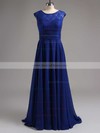Scoop Neck Ruched Lace Chiffon Floor-length Latest Bridesmaid Dresses #JCD01012813