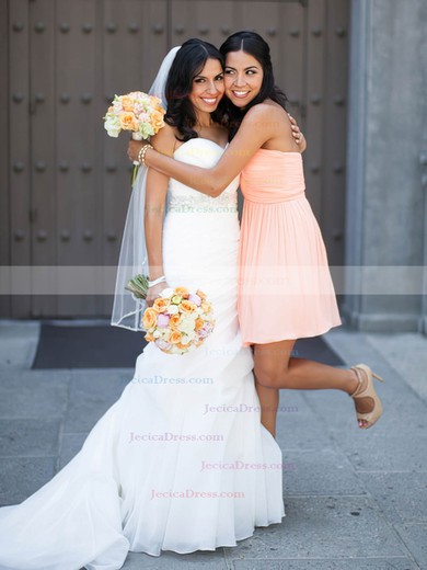 Pink Sweetheart Good Chiffon Ruffles Short/Mini Bridesmaid Dresses #JCD01012821