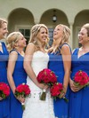 V-neck Knee-length Chiffon Ruffles Newest Royal Blue Bridesmaid Dresses #JCD01012823