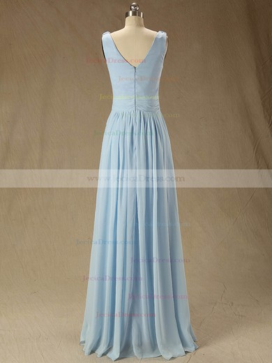 Floor-length V-neck Ruffles Chiffon Junior Bridesmaid Dress #JCD01012827