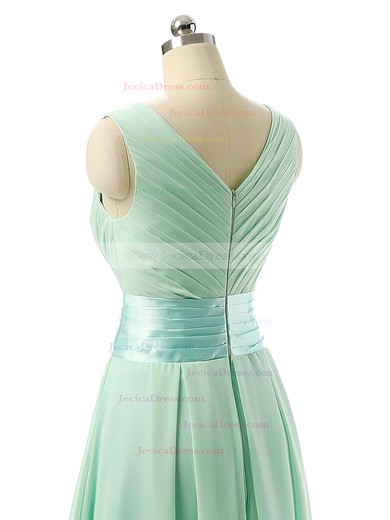 Cheap V-neck Chiffon Sashes / Ribbons Knee-length Bridesmaid Dresses #JCD01012860