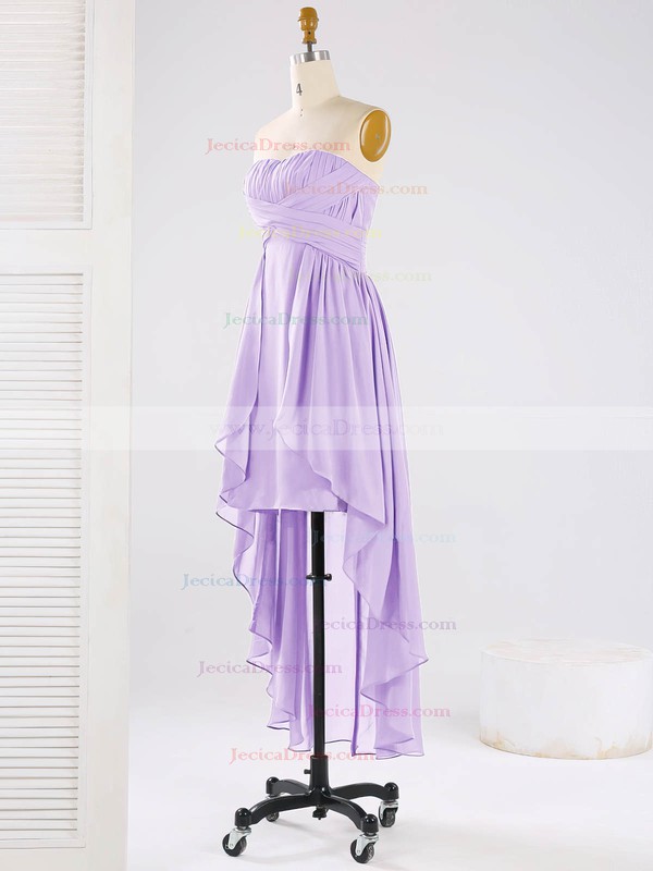 Asymmetrical Sweetheart Chiffon Ruffles Elegant High Low Bridesmaid Dresses #JCD01012863