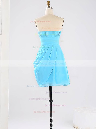 Blue Sweetheart Vintage Chiffon Ruched Short/Mini Bridesmaid Dresses #JCD01012864