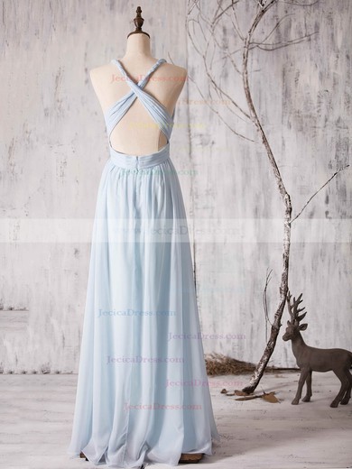 Chiffon Floor-length Ruffles Latest Backless V-neck Bridesmaid Dress #JCD01012880