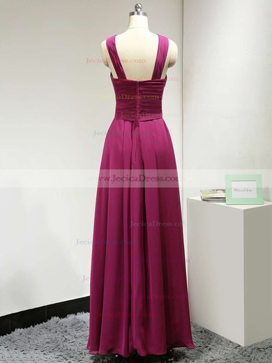 V-neck Chiffon Ruched A-line Exclusive Long Bridesmaid Dress #JCD01012882