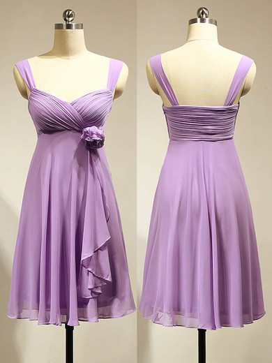 Cute Empire Chiffon Flower(s) Lavender Short/Mini Bridesmaid Dress #JCD01012883