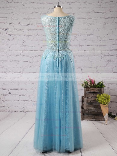 Scoop Neck Lace Tulle Ruffles Floor-length Newest Bridesmaid Dress #JCD01012889