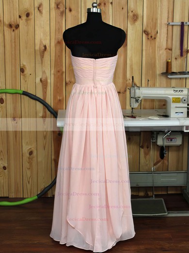 Great Sweetheart Chiffon Ruffles Floor-length Pink Bridesmaid Dress #JCD01012890