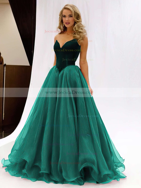 Princess V-neck Burgundy Organza Floor-length Ruffles Famous Prom Dresses #JCD020102419