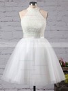 A-line High Neck Tulle Short/Mini Sashes / Ribbons Prom Dresses #JCD020102515