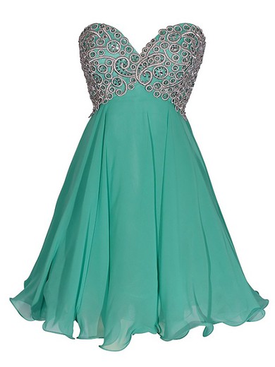 Empire Sweetheart Chiffon Short/Mini Sequins Cheap Prom Dresses #JCD020102561