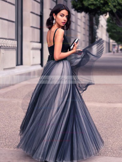 Princess V-neck Tulle Floor-length with Pleats New Style Prom Dresses #JCD020102454