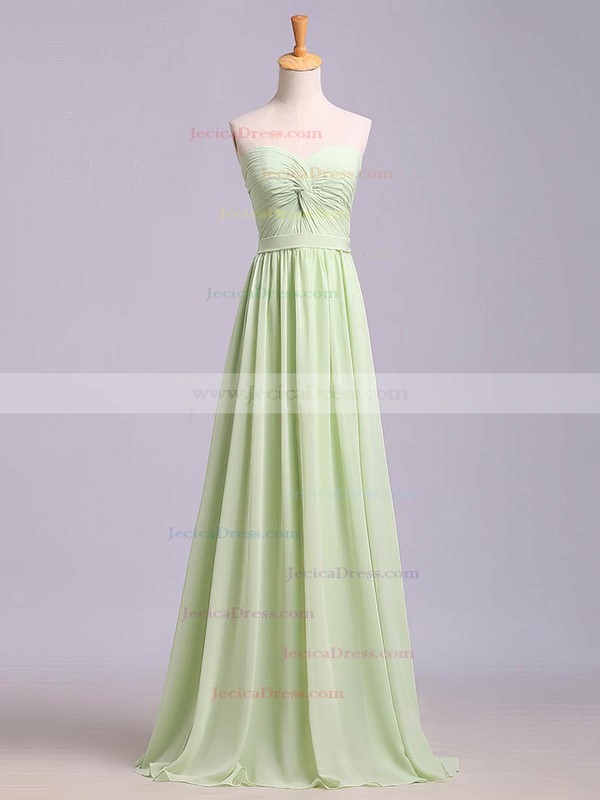 Chiffon A-line Sweetheart Floor-length Pleats Prom dresses #JCD02013378