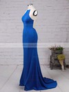 Trumpet/Mermaid Jersey Sweep Train Beading Royal Blue High Neck Prom Dresses #JCD020102490