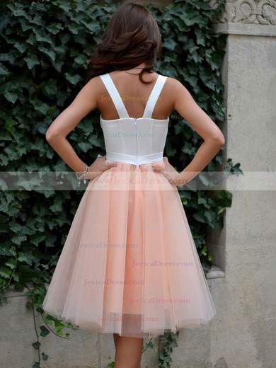Simple A-line Sweetheart Tulle with Ruffles Tea-length Prom Dresses #JCD020102578