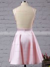 New Style Backless A-line Scoop Neck Satin Short/Mini Prom Dresses #JCD020102594