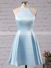 New Style Backless A-line Scoop Neck Satin Short/Mini Prom Dresses #JCD020102594