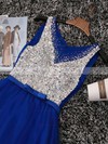 Stunning A-line Scoop Neck Tulle with Crystal Detailing Floor-length Prom Dresses #JCD020102605