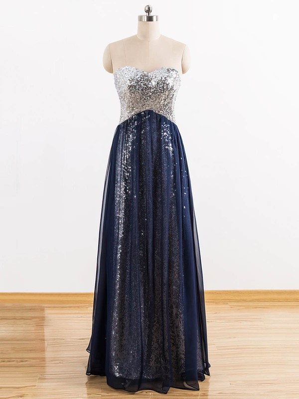 Discounted Sweetheart Chiffon Sequined Floor-length Ruffles Empire Prom Dresses #JCD020102614