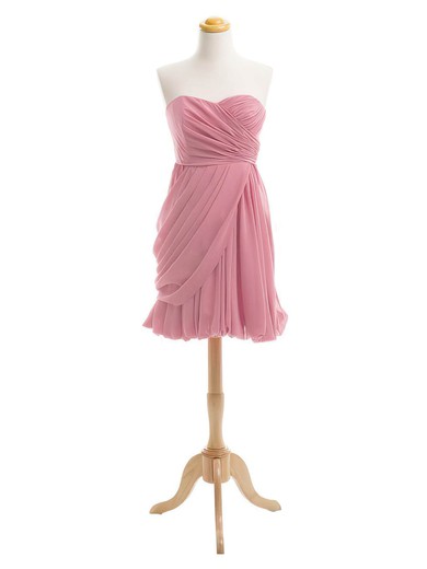Inexpensive Sheath/Column Sweetheart Chiffon Short/Mini Ruffles Bridesmaid Dresses #JCD01012919
