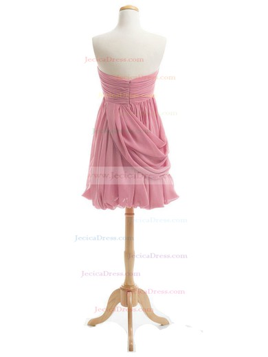 Inexpensive Sheath/Column Sweetheart Chiffon Short/Mini Ruffles Bridesmaid Dresses #JCD01012919
