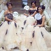 A-line Off-the-shoulder Tulle Floor-length Appliques Lace Unique Bridesmaid Dress #JCD01012926
